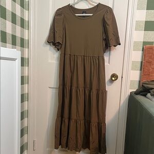NWT GAP Olive Eyelet Midi Dress Size L